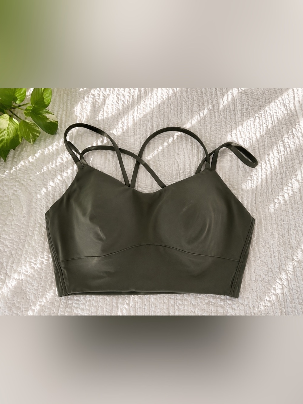 Lululemon Like a Cloud Longline Bra Size 4 Palm Deco Light Support B/C Cup
